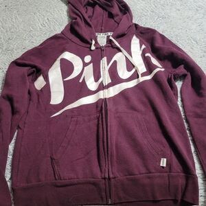 PINK Victoria's Secret Maroon Hoodie with White Logo